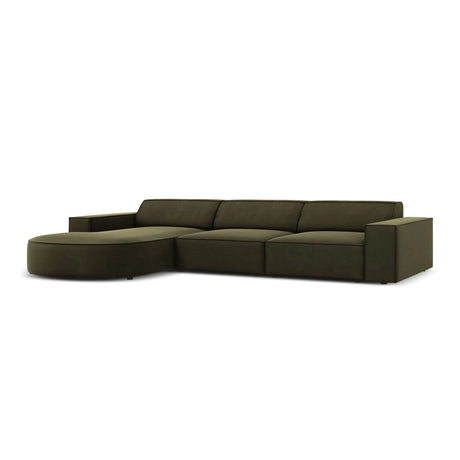 Jodie 4-Sitzer Ecksofa, Linke Seite, rund, aus Samt (Blu77) in Grün, 284x166 cm – Bild 4