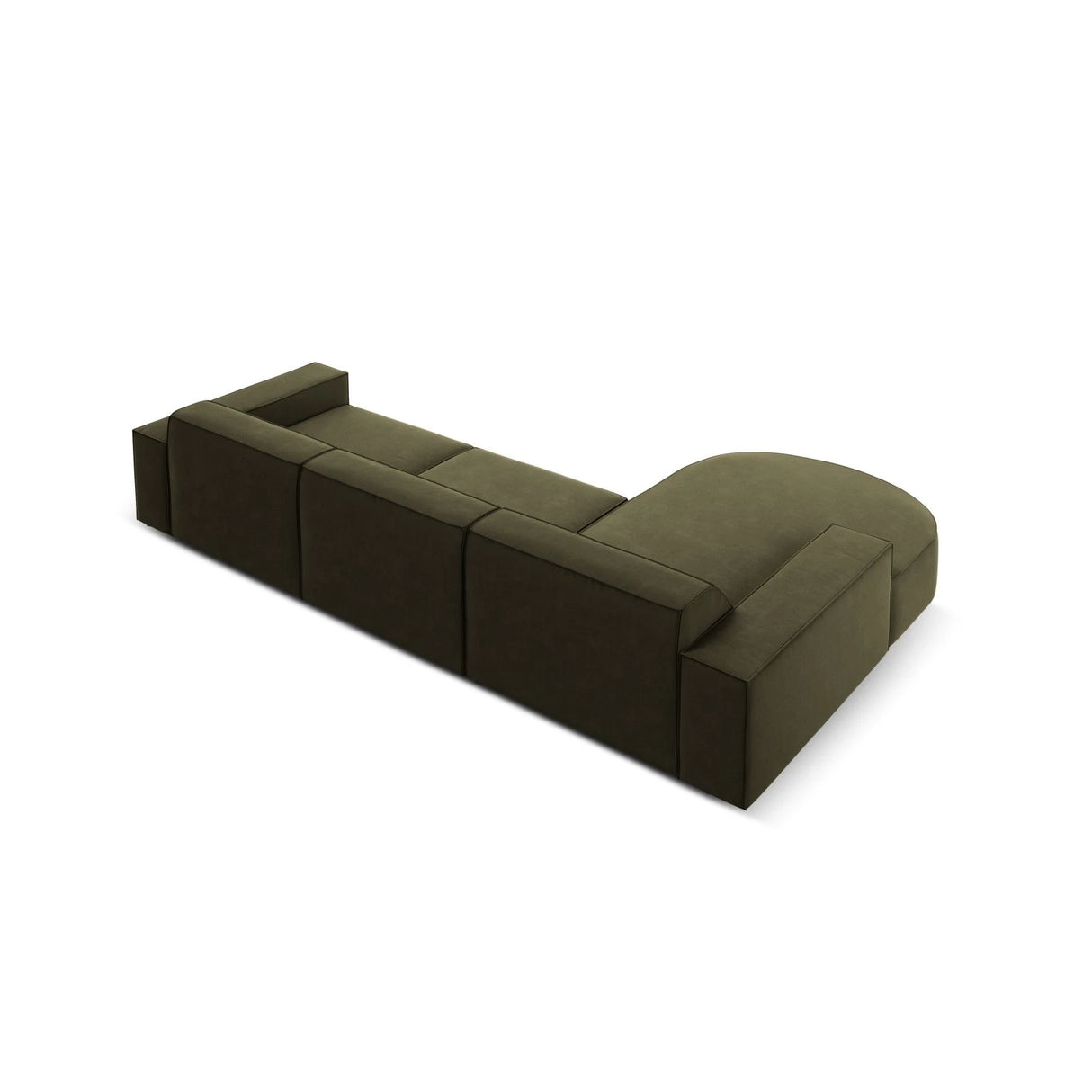 Jodie 4-Sitzer Ecksofa, Linke Seite, rund, aus Samt (Blu77) in Grün, 284x166 cm – Bild 6