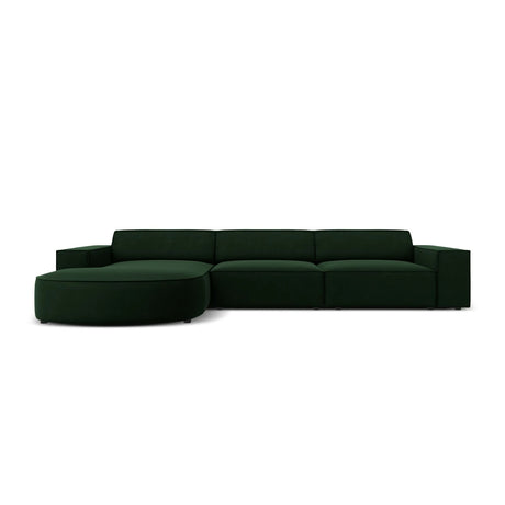 Jodie 4-Sitzer Ecksofa, Linke Seite, rund, aus Samt (Blu78) in Flaschengrün, 284x166 cm – Bild 1