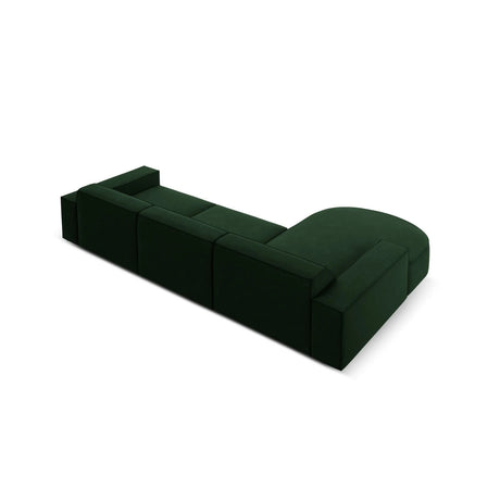 Jodie 4-Sitzer Ecksofa, Linke Seite, rund, aus Samt (Blu78) in Flaschengrün, 284x166 cm – Bild 6