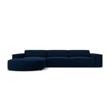 Jodie 4-Sitzer Ecksofa, Linke Seite, rund, aus Samt (Blu86) in Königsblau, 284x166 cm – Bild 1