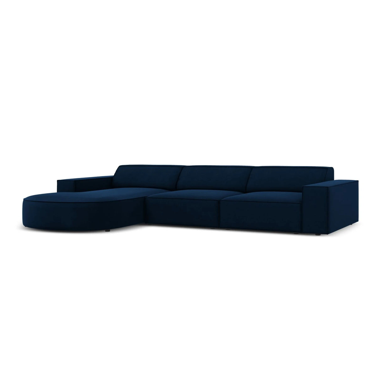Jodie 4-Sitzer Ecksofa, Linke Seite, rund, aus Samt (Blu86) in Königsblau, 284x166 cm – Bild 4