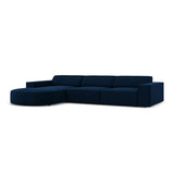 Jodie 4-Sitzer Ecksofa, Linke Seite, rund, aus Samt (Blu86) in Königsblau, 284x166 cm – Bild 4