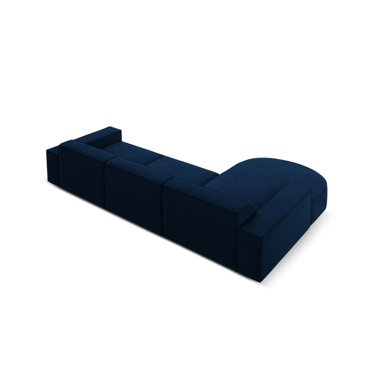 Jodie 4-Sitzer Ecksofa, Linke Seite, rund, aus Samt (Blu86) in Königsblau, 284x166 cm – Bild 6