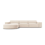 Jodie 4-Sitzer Ecksofa, Linke Seite, rund, aus Samt oder Strukturstoff, 284x166 cm – Bild 1
