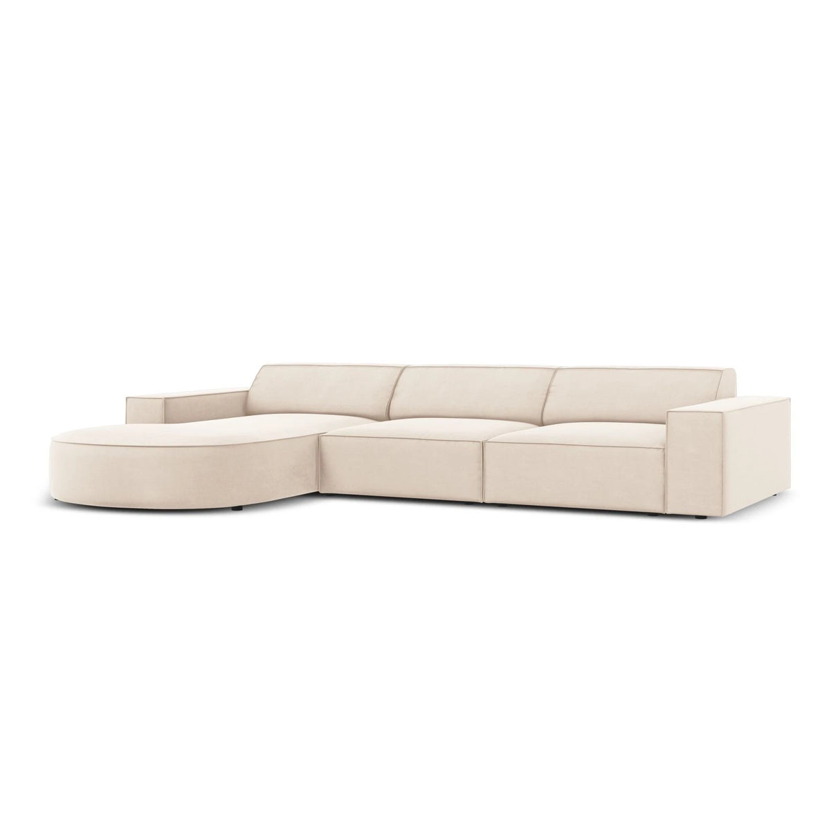 Jodie 4-Sitzer Ecksofa, Linke Seite, rund, aus Samt oder Strukturstoff, 284x166 cm – Bild 4