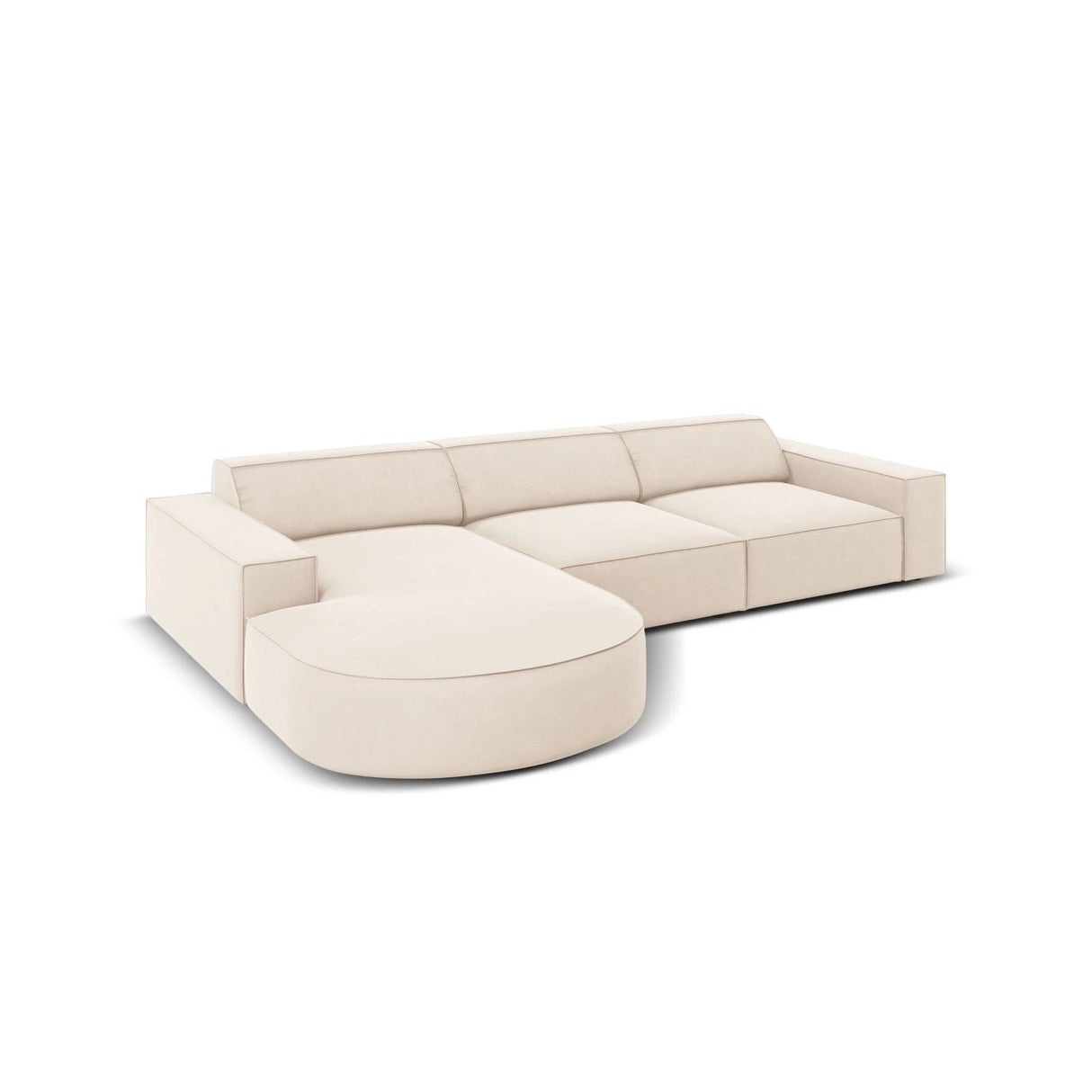 Jodie 4-Sitzer Ecksofa, Linke Seite, rund, aus Samt oder Strukturstoff, 284x166 cm – Bild 5