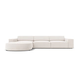 Jodie 4-Sitzer Ecksofa, Linke Seite, rund, aus Strukturierter Stoff (Meg351) in Leichtes Beige, 284x166 cm – Bild 1