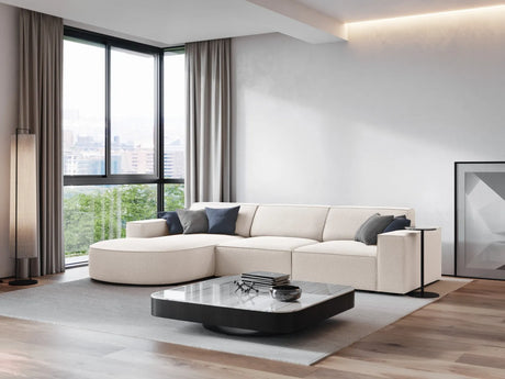 Jodie 4-Sitzer Ecksofa, Linke Seite, rund, aus Strukturierter Stoff (Meg351) in Leichtes Beige, 284x166 cm – Bild 2