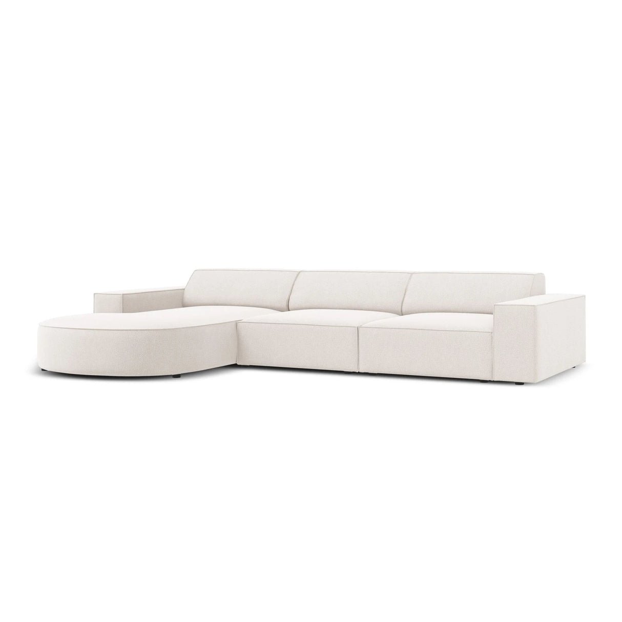 Jodie 4-Sitzer Ecksofa, Linke Seite, rund, aus Strukturierter Stoff (Meg351) in Leichtes Beige, 284x166 cm – Bild 3