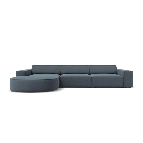Jodie 4-Sitzer Ecksofa, Linke Seite, rund, aus Strukturierter Stoff (Meg361) in Blau, 284x166 cm – Bild 1
