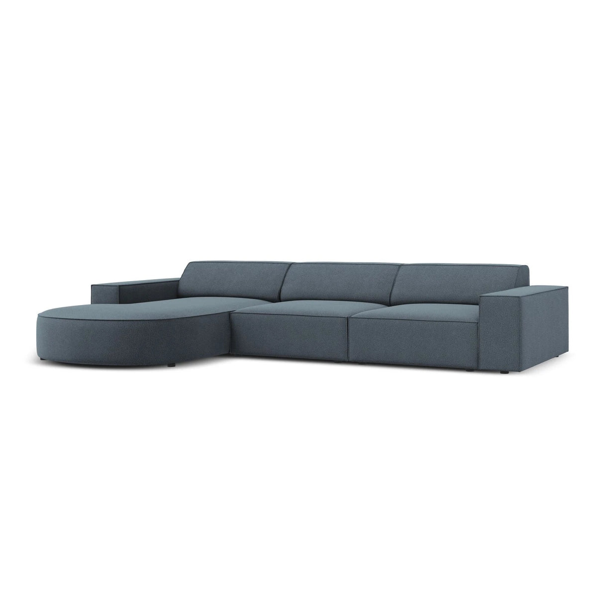 Jodie 4-Sitzer Ecksofa, Linke Seite, rund, aus Strukturierter Stoff (Meg361) in Blau, 284x166 cm – Bild 3