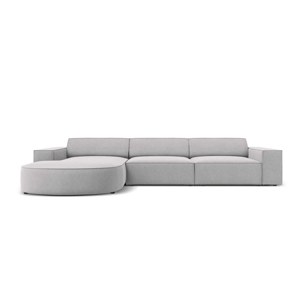 Jodie 4-Sitzer Ecksofa, Linke Seite, rund, aus Strukturierter Stoff (Meg363) in Hellgrau, 284x166 cm – Bild 1