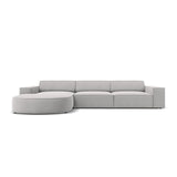 Jodie 4-Sitzer Ecksofa, Linke Seite, rund, aus Strukturierter Stoff (Meg363) in Hellgrau, 284x166 cm – Bild 1