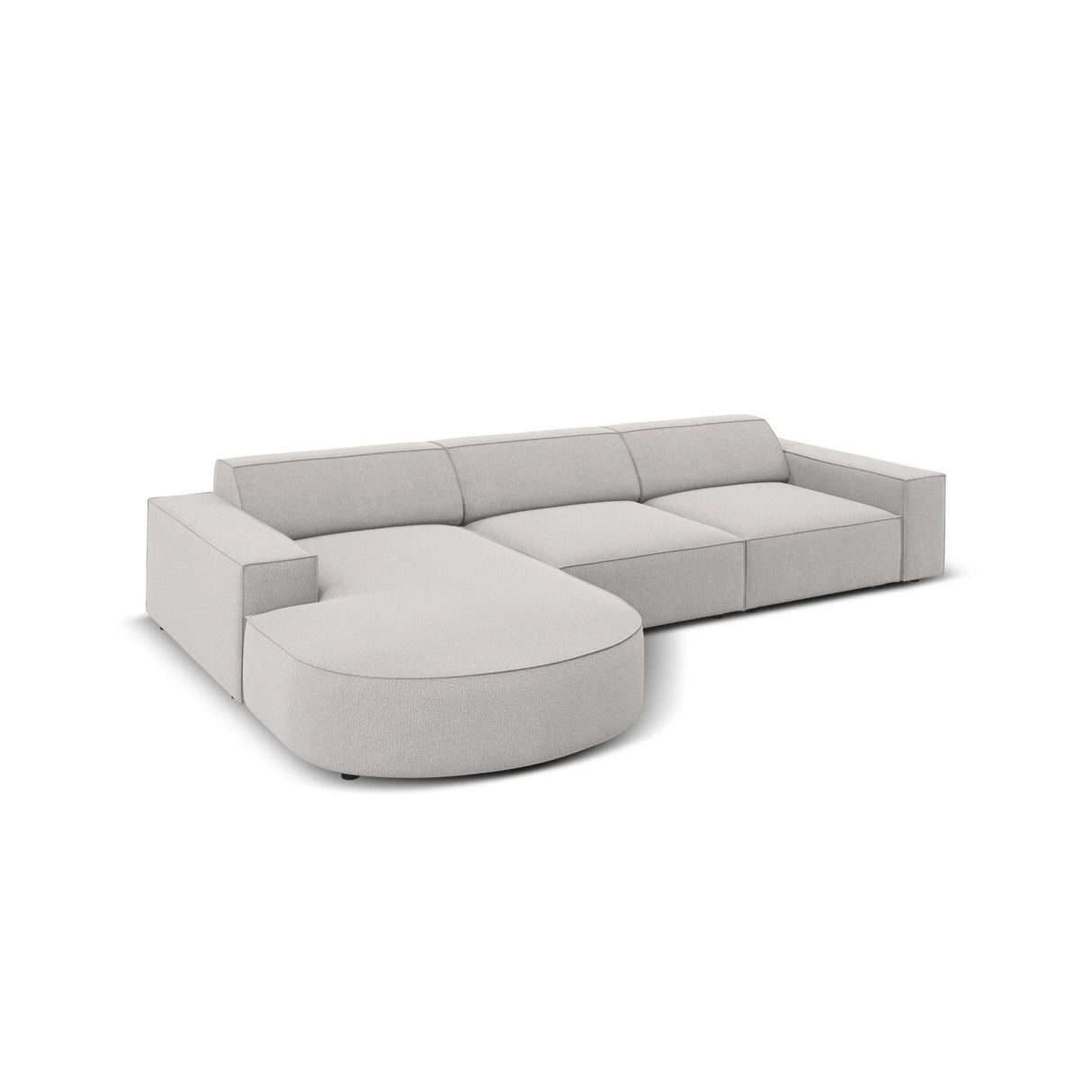 Jodie 4-Sitzer Ecksofa, Linke Seite, rund, aus Strukturierter Stoff (Meg363) in Hellgrau, 284x166 cm – Bild 4