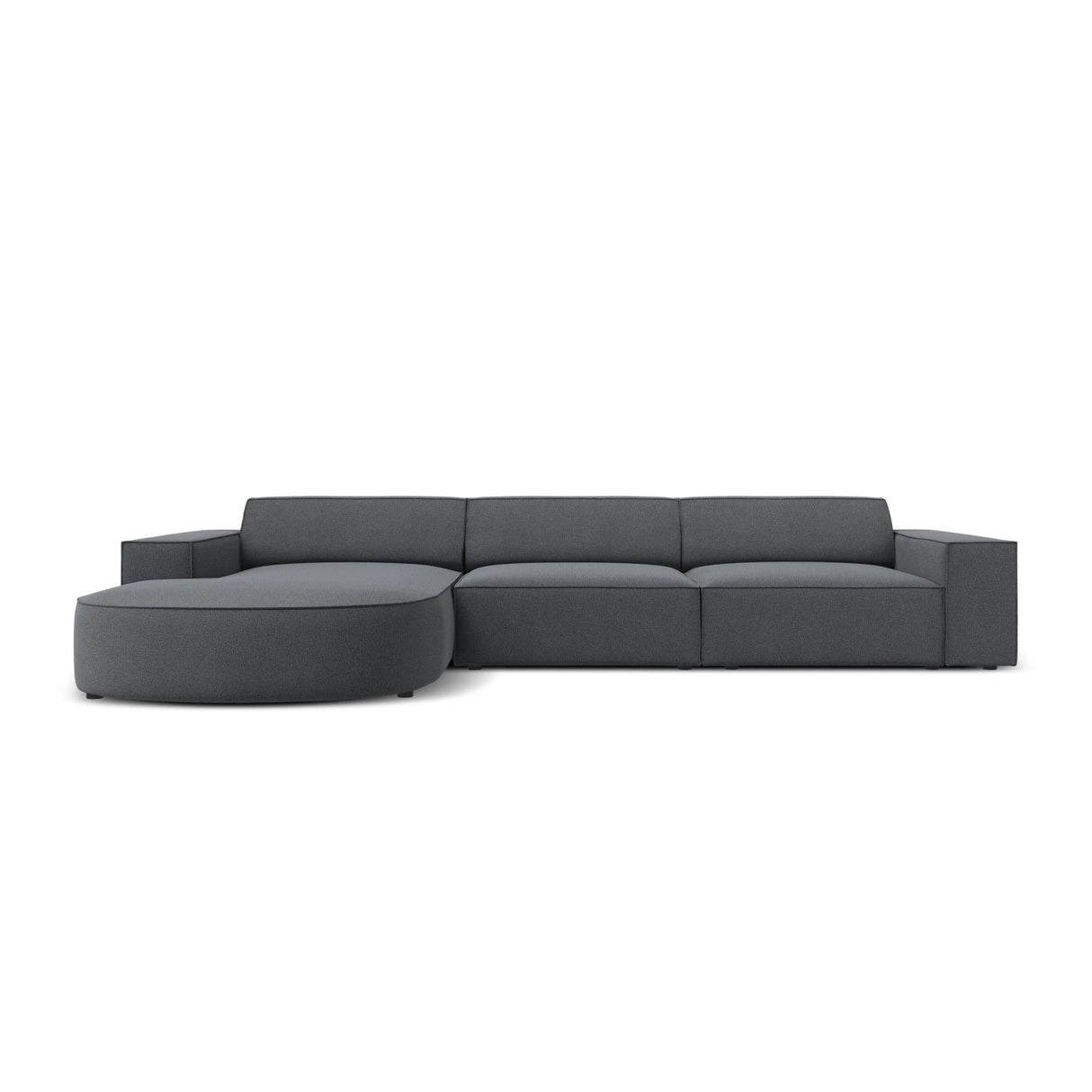 Jodie 4-Sitzer Ecksofa, Linke Seite, rund, aus Strukturierter Stoff (Meg367) in Dunkelgrau, 284x166 cm – Bild 1