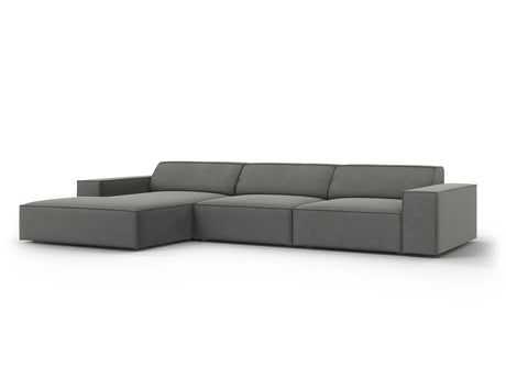 Jodie 4-Sitzer Ecksofa Links 284x166 cm aus Samt (Blu13) in Hellgrau – Bild 2