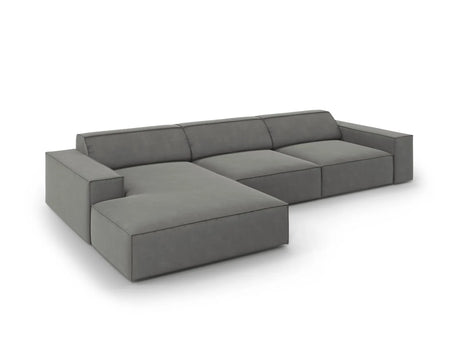 Jodie 4-Sitzer Ecksofa Links 284x166 cm aus Samt (Blu13) in Hellgrau – Bild 3