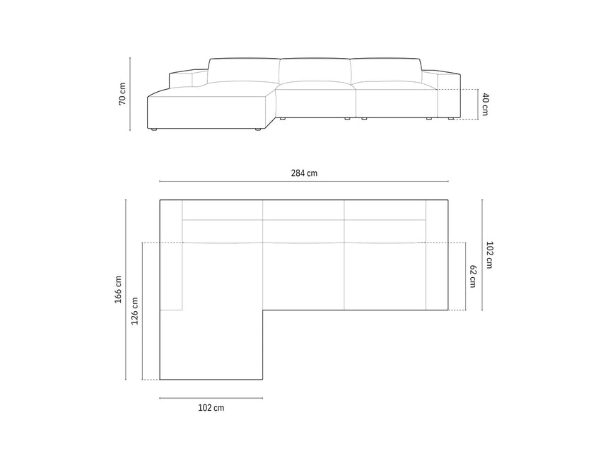 Jodie 4-Sitzer Ecksofa Links 284x166 cm aus Samt (Blu13) in Hellgrau – Bild 6
