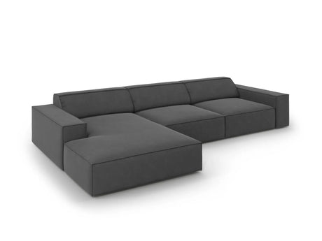 Jodie 4-Sitzer Ecksofa Links 284x166 cm aus Samt (Blu14) in Grau – Bild 3