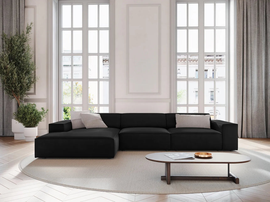 Jodie 4-Sitzer Ecksofa Links 284x166 cm aus Samt (Blu19) in Schwarz – Bild 7