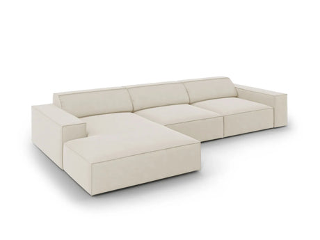 Jodie 4-Sitzer Ecksofa Links 284x166 cm aus Samt (Blu30) in Dunkelbeige – Bild 3