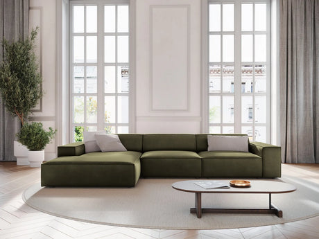 Jodie 4-Sitzer Ecksofa Links 284x166 cm aus Samt (Blu77) in Grün – Bild 7