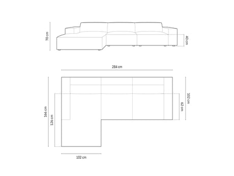 Jodie 4-Sitzer Ecksofa Links 284x166 cm aus Strukturierter Stoff (Meg363) in Hellgrau – Bild 7