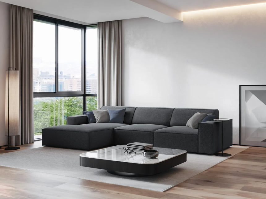 Jodie 4-Sitzer Ecksofa Links 284x166 cm aus Strukturierter Stoff (Meg367) in Dunkelgrau – Bild 1