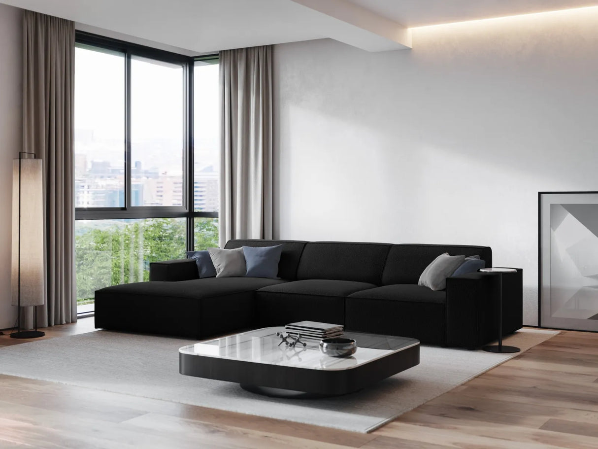 Jodie 4-Sitzer Ecksofa Links 284x166 cm aus Strukturierter Stoff (Meg368) in Schwarz – Bild 7