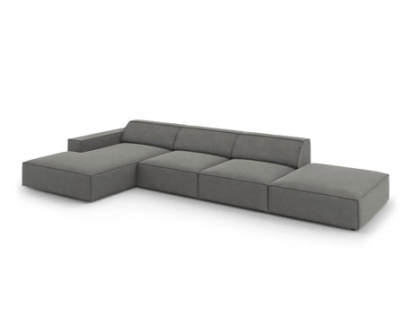 Jodie 4-Sitzer Ecksofa Links 341x166 cm aus Samt (Blu13) in Hellgrau – Bild 2