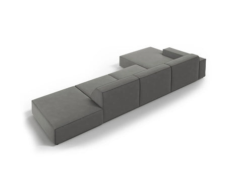 Jodie 4-Sitzer Ecksofa Links 341x166 cm aus Samt (Blu13) in Hellgrau – Bild 4