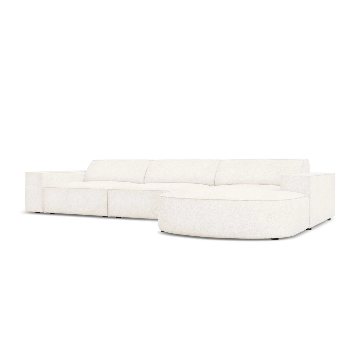 Jodie 4-Sitzer Ecksofa, Rechte Seite, rund, aus Boucle (AscNATA) in Beige, 284x166 cm – Bild 4