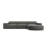 Jodie 4-Sitzer Ecksofa, Rechte Seite, rund, aus Samt (Blu13) in Hellgrau, 284x166 cm – Bild 1