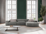 Jodie 4-Sitzer Ecksofa, Rechte Seite, rund, aus Samt (Blu13) in Hellgrau, 284x166 cm – Bild 2