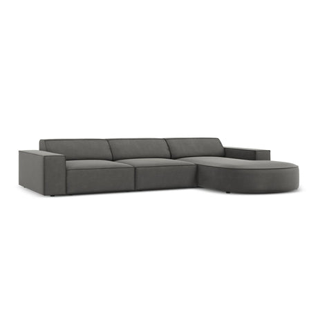 Jodie 4-Sitzer Ecksofa, Rechte Seite, rund, aus Samt (Blu13) in Hellgrau, 284x166 cm – Bild 4