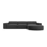 Jodie 4-Sitzer Ecksofa, Rechte Seite, rund, aus Samt (Blu14) in Grau, 284x166 cm – Bild 1