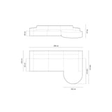 Jodie 4-Sitzer Ecksofa, Rechte Seite, rund, aus Samt (Blu14) in Grau, 284x166 cm – Bild 3