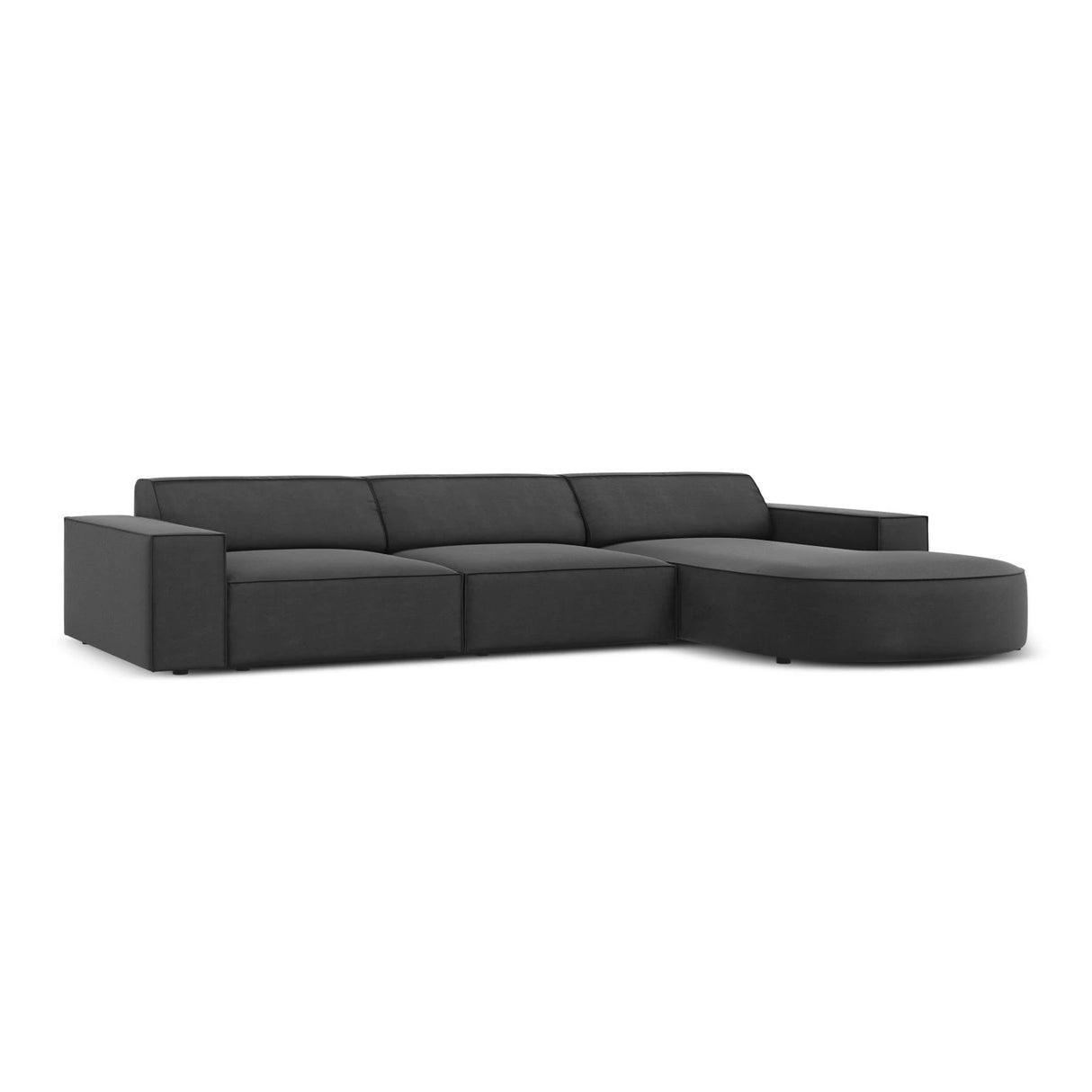 Jodie 4-Sitzer Ecksofa, Rechte Seite, rund, aus Samt (Blu14) in Grau, 284x166 cm – Bild 4