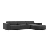 Jodie 4-Sitzer Ecksofa, Rechte Seite, rund, aus Samt (Blu14) in Grau, 284x166 cm – Bild 4