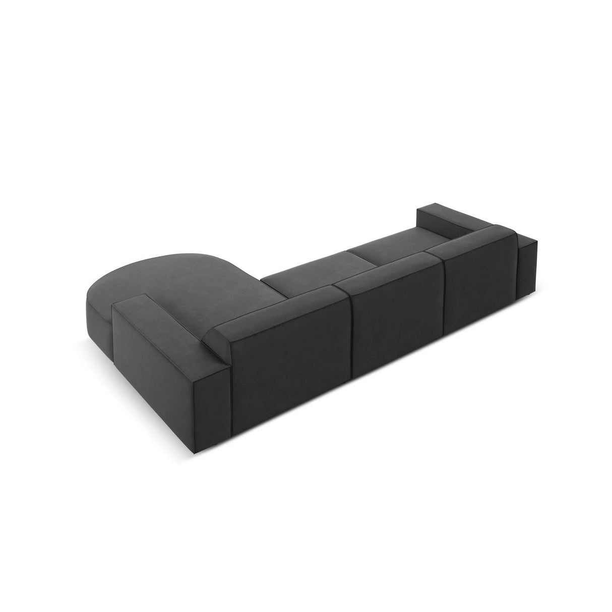 Jodie 4-Sitzer Ecksofa, Rechte Seite, rund, aus Samt (Blu14) in Grau, 284x166 cm – Bild 6