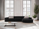 Jodie 4-Sitzer Ecksofa, Rechte Seite, rund, aus Samt (Blu19) in Schwarz, 284x166 cm – Bild 2