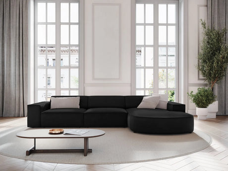 Jodie 4-Sitzer Ecksofa, Rechte Seite, rund, aus Samt (Blu19) in Schwarz, 284x166 cm – Bild 2