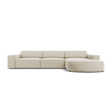 Jodie 4-Sitzer Ecksofa, Rechte Seite, rund, aus Samt (Blu30) in Dunkelbeige, 284x166 cm – Bild 1