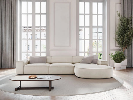 Jodie 4-Sitzer Ecksofa, Rechte Seite, rund, aus Samt (Blu30) in Dunkelbeige, 284x166 cm – Bild 2