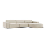 Jodie 4-Sitzer Ecksofa, Rechte Seite, rund, aus Samt (Blu30) in Dunkelbeige, 284x166 cm – Bild 4