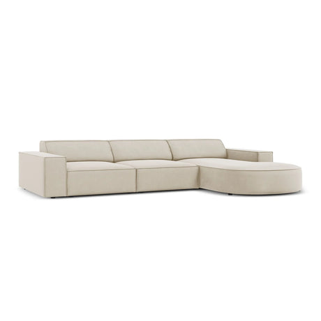 Jodie 4-Sitzer Ecksofa, Rechte Seite, rund, aus Samt (Blu30) in Dunkelbeige, 284x166 cm – Bild 4