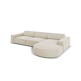 Jodie 4-Sitzer Ecksofa, Rechte Seite, rund, aus Samt (Blu30) in Dunkelbeige, 284x166 cm – Bild 5