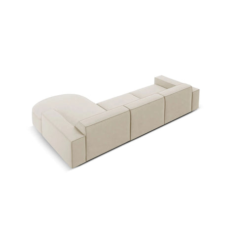 Jodie 4-Sitzer Ecksofa, Rechte Seite, rund, aus Samt (Blu30) in Dunkelbeige, 284x166 cm – Bild 6