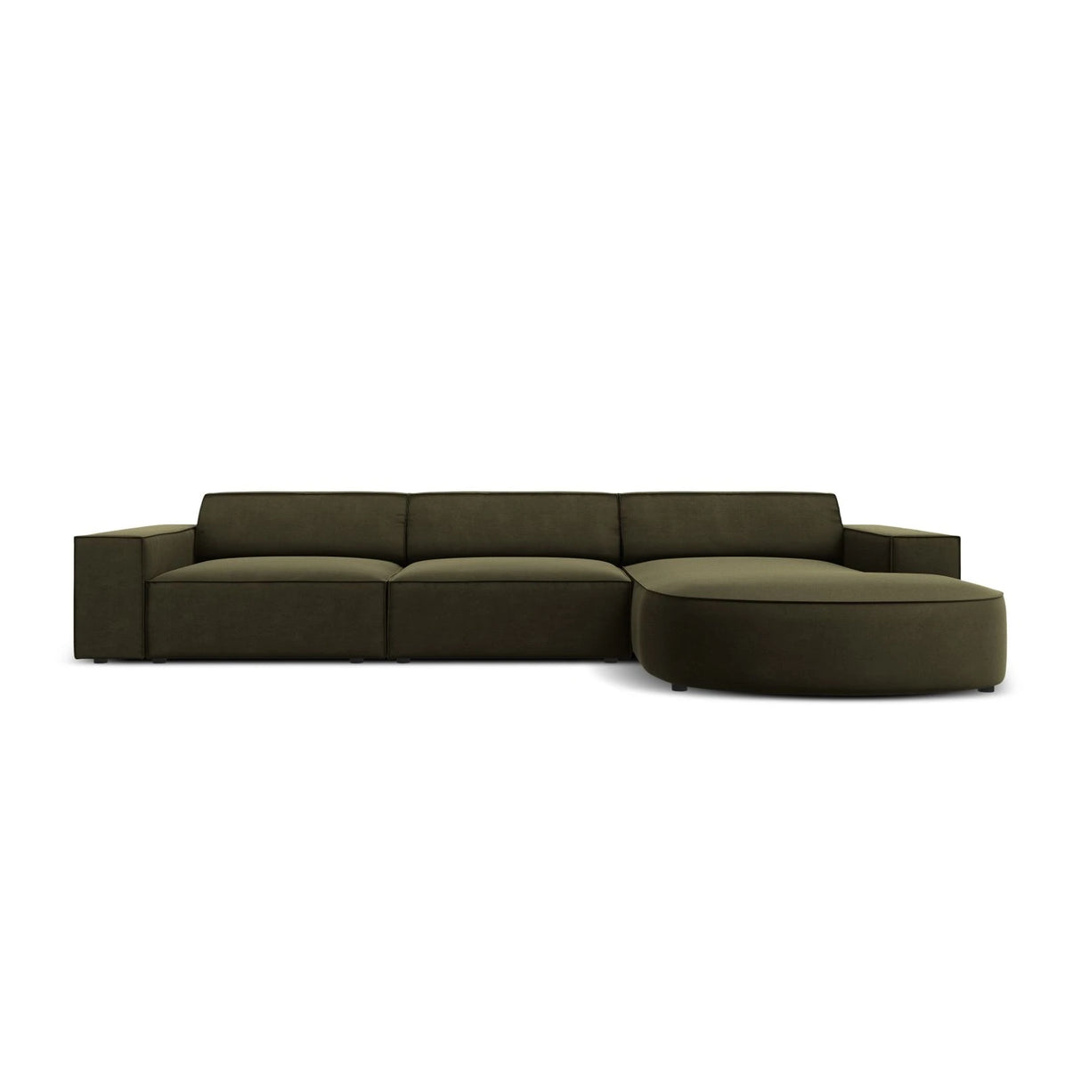 Jodie 4-Sitzer Ecksofa, Rechte Seite, rund, aus Samt (Blu77) in Grün, 284x166 cm – Bild 1